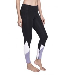Satva Cita GOTS Organic Cotton Colorblock Leggings Black Purple M